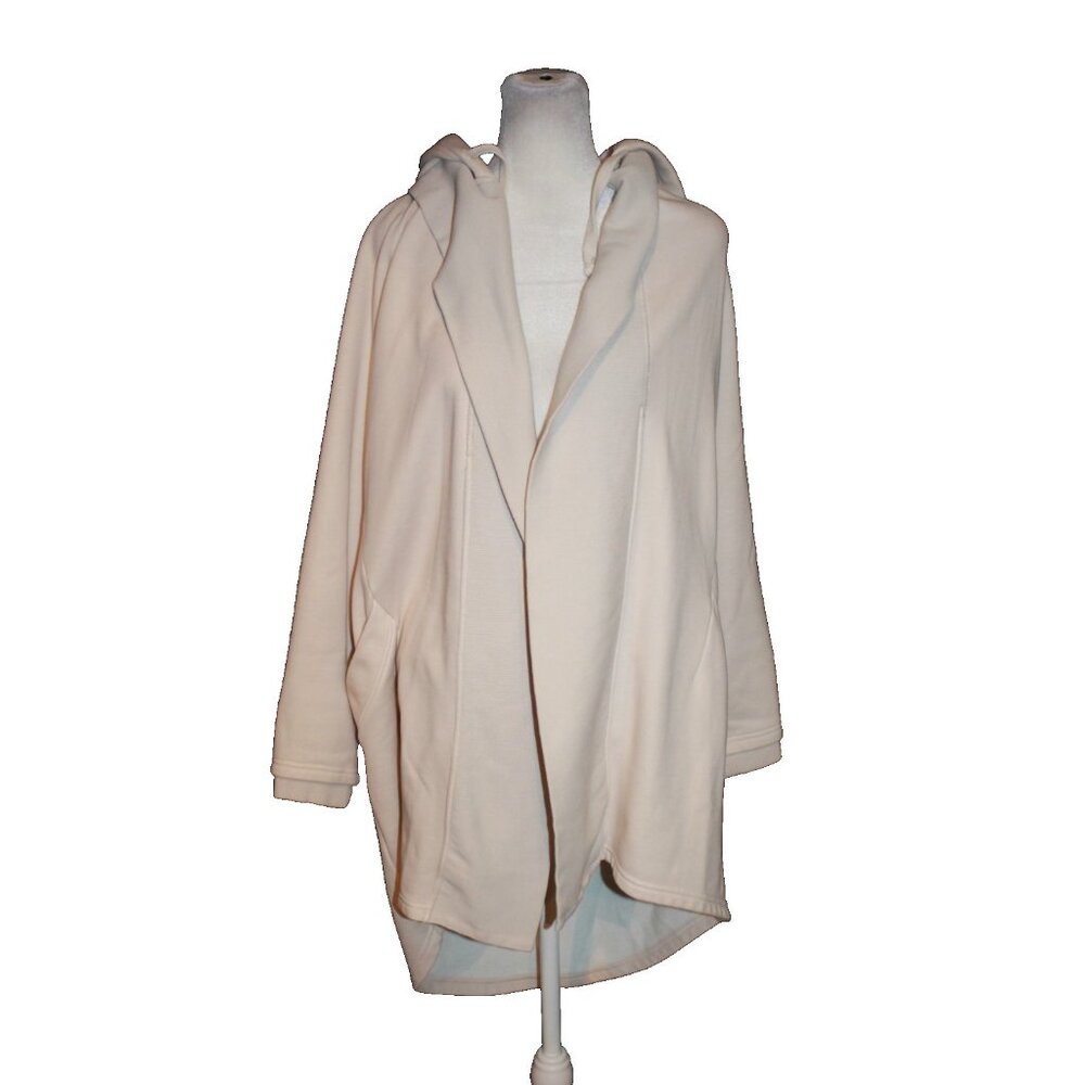 Fabletics Cream Fleece Lined Hooded Open Front Cardigan Jacket Women's Size M